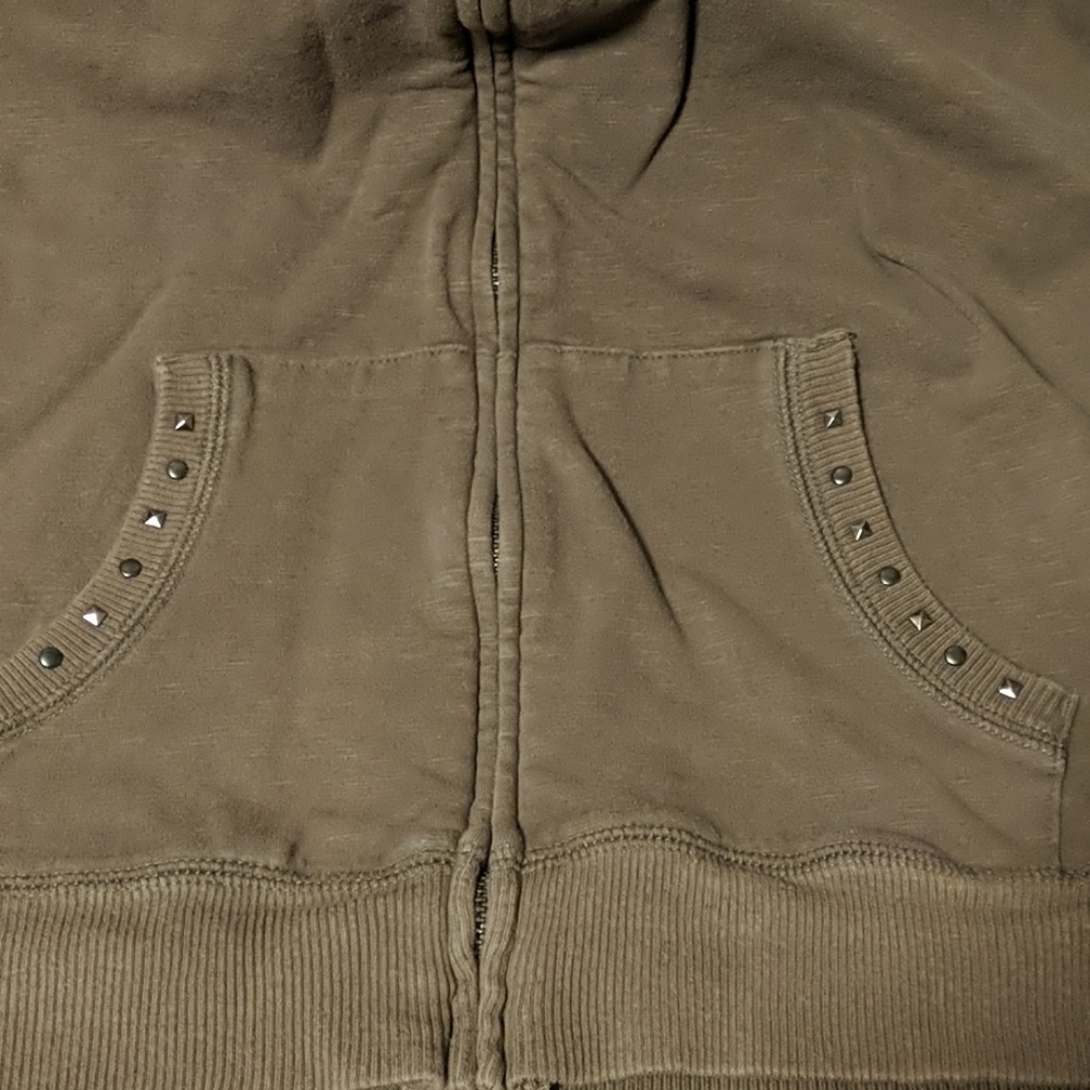 Short Sleeve Studded Zip Up - Picture 2 of 4